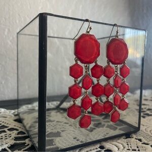 Elegant vintage retro Red Chandelier Earrings